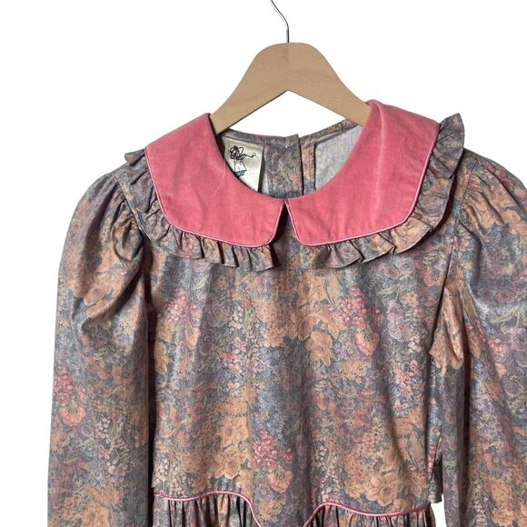 Tess Originals Vintage Prairie Dress Floral Puff Sleeve Peter Pan Collar Size 14 - Picture 4 of 12